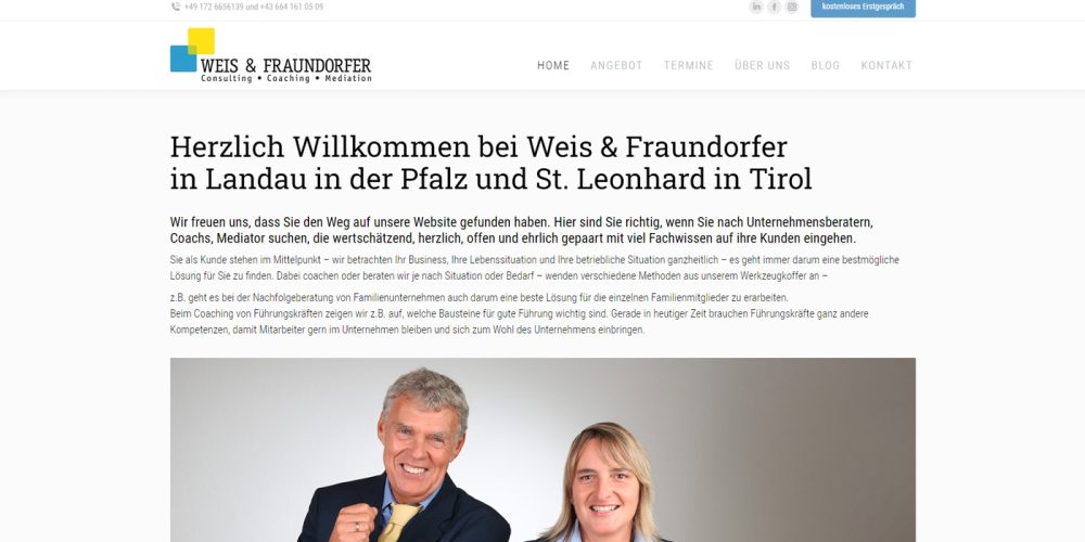 Referenz Weis & Fraundorfer, Webdesign mit WordPress in Rheinland-Pfalz von Homepages4u